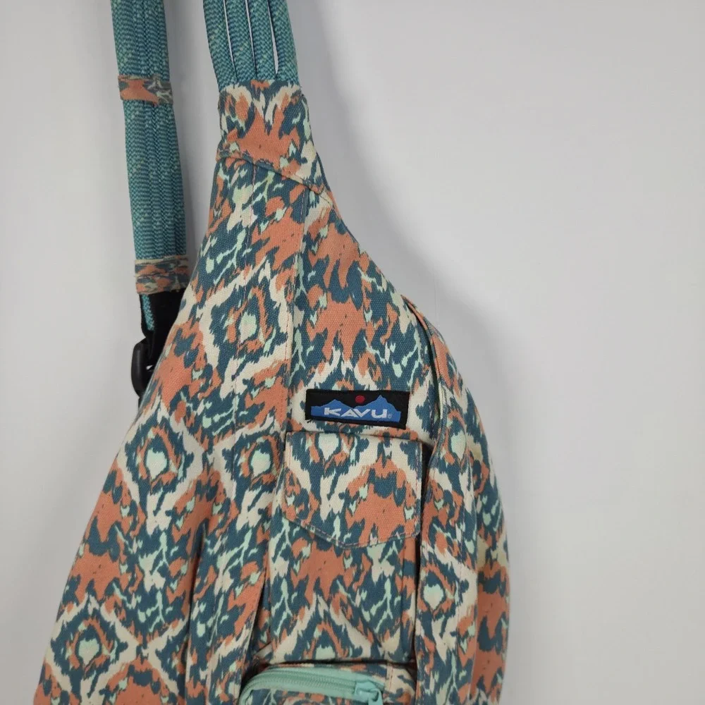 KAVU Rope Bag Sling Pack with Adjustable Rope Shoulder Strap - Beach Paint